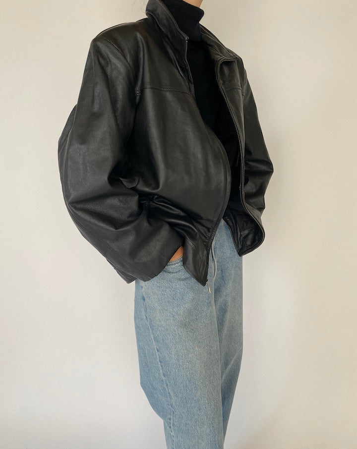 Vintage Black Leather Jacket 5269