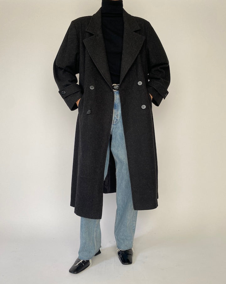 Vintage Oversized Dark Grey Coat 5276