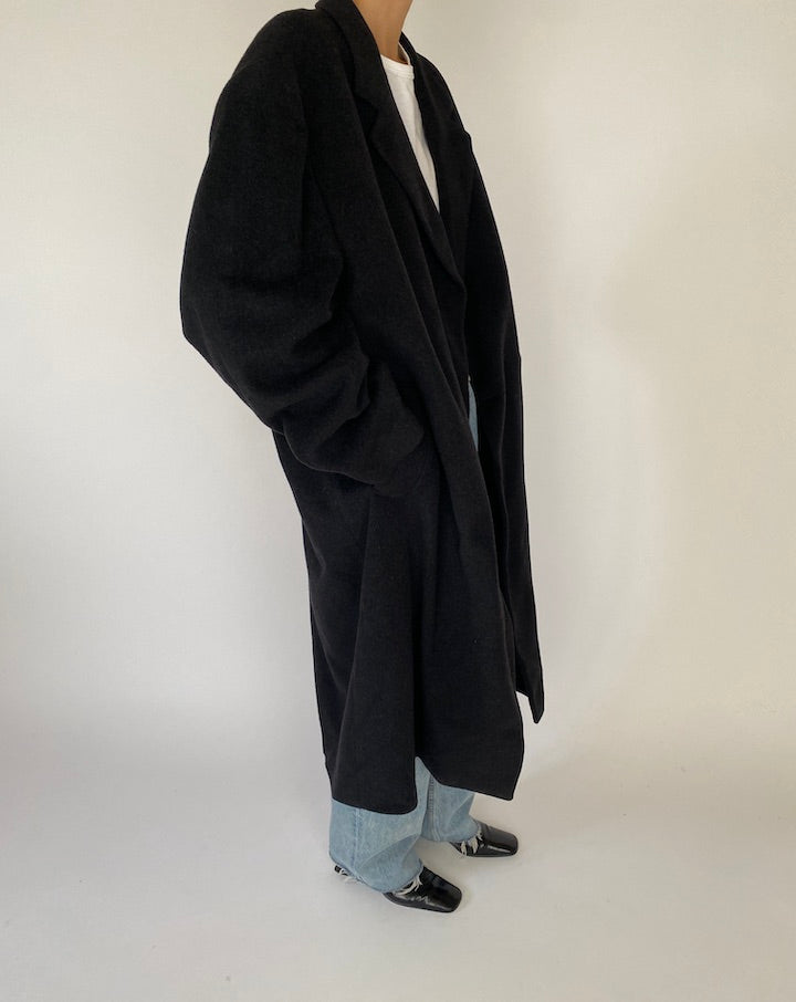 Vintage Dark Grey Cashmere Blended Coat 5278
