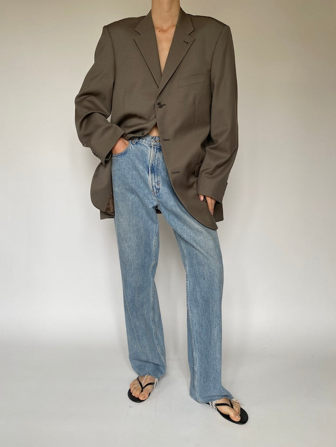 Vintage beige oversized wool blazer 5281