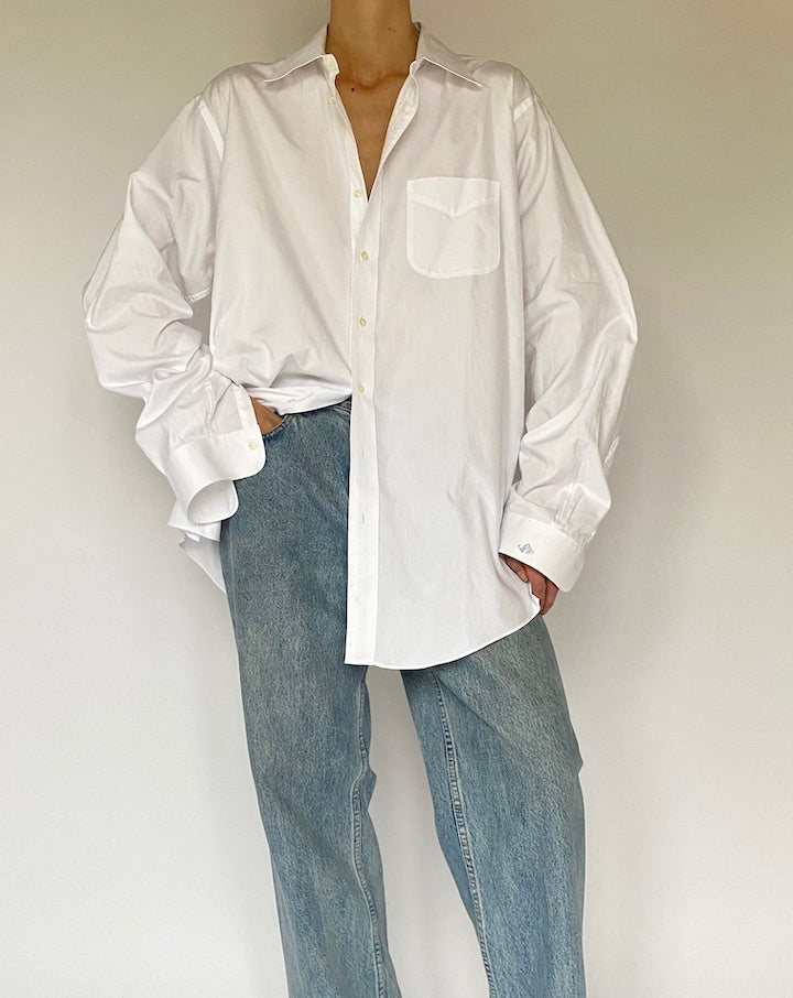 Vintage Oversized White Cotton Shirt 5312
