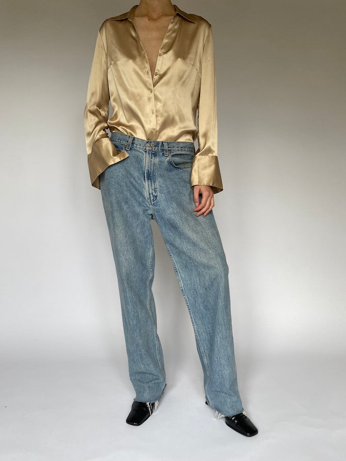 Vintage beige silk blouse 5319