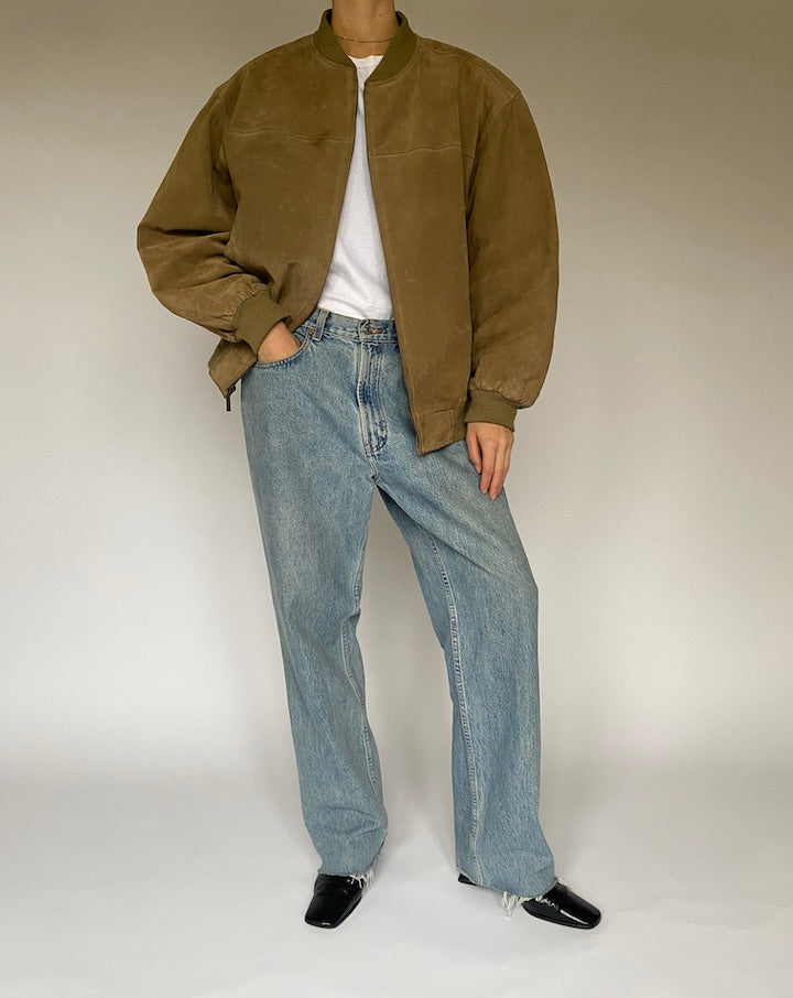 Vintage Honey Brown Suede Leather Jacket 5332