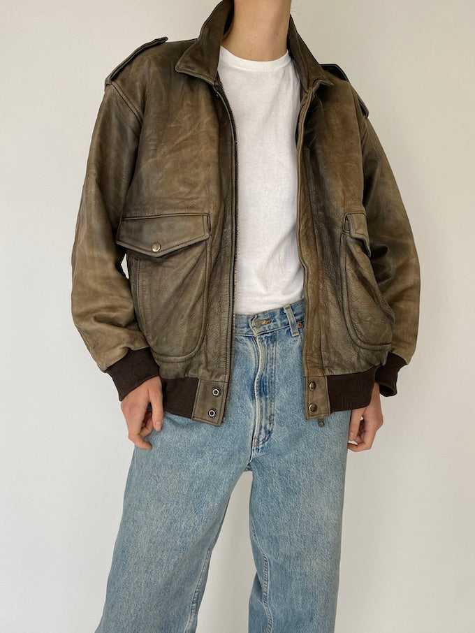 Vintage distressed leather jacket 5346