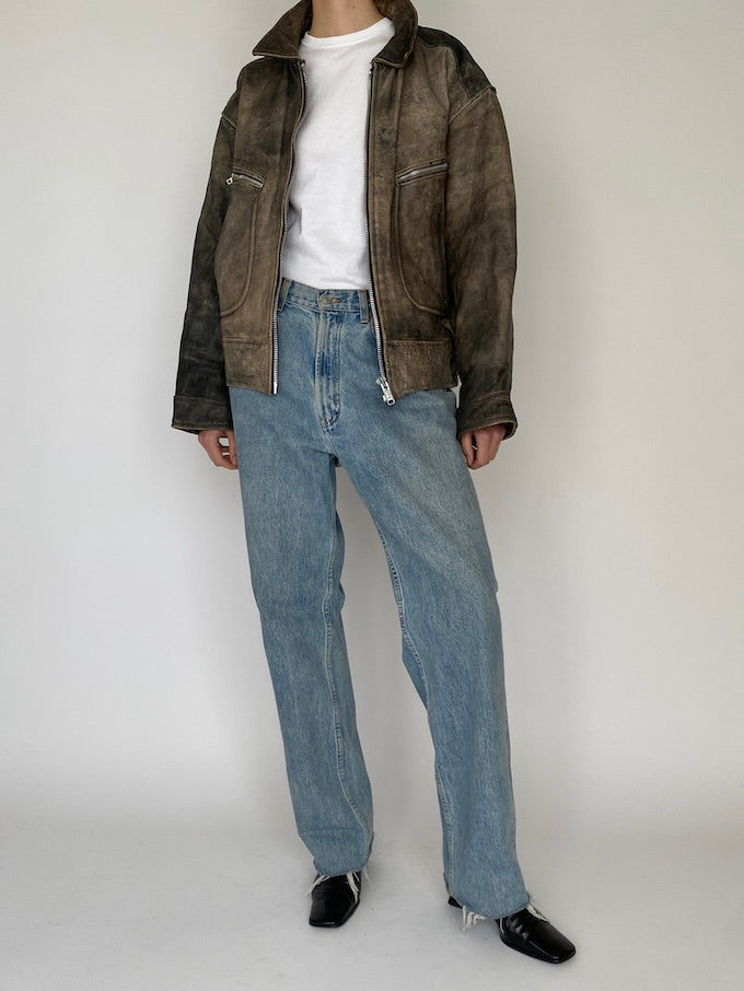Vintage distressed leather jacket 5352