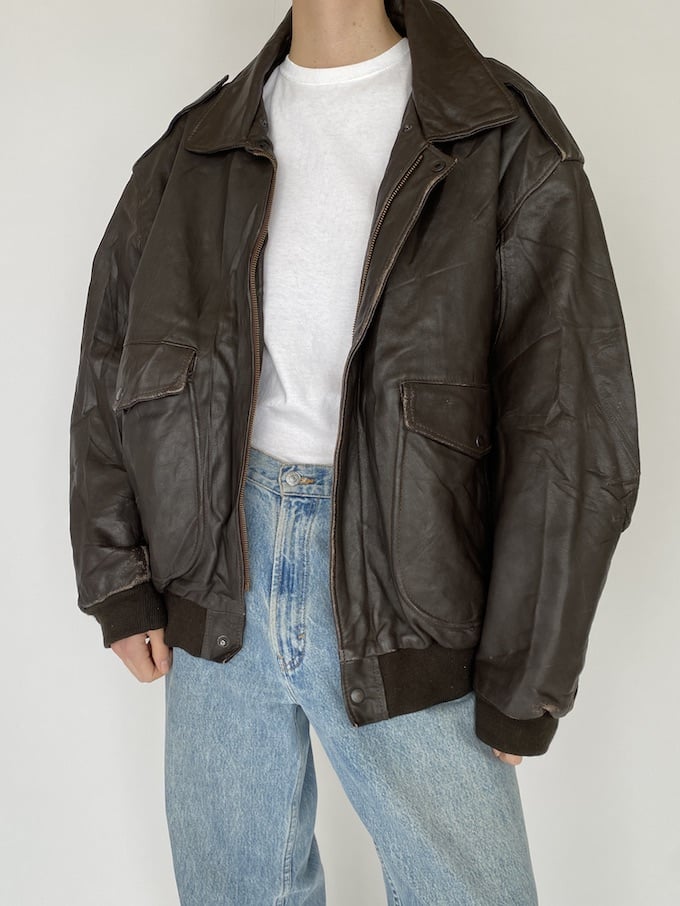 Vintage oversized brown leather jacket 5353