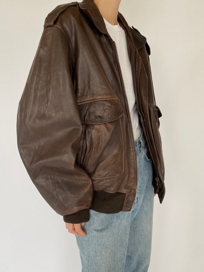 Vintage leather jacket in brown 5362