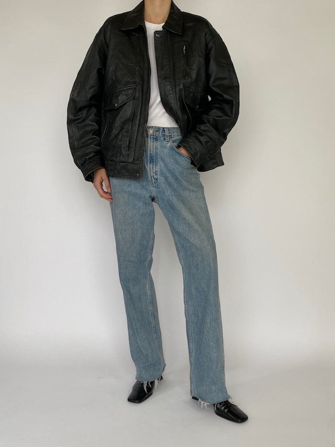 Vintage leather jacket in black 5376