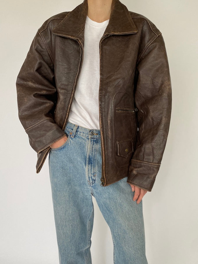 Vintage leather jacket in brown 5386