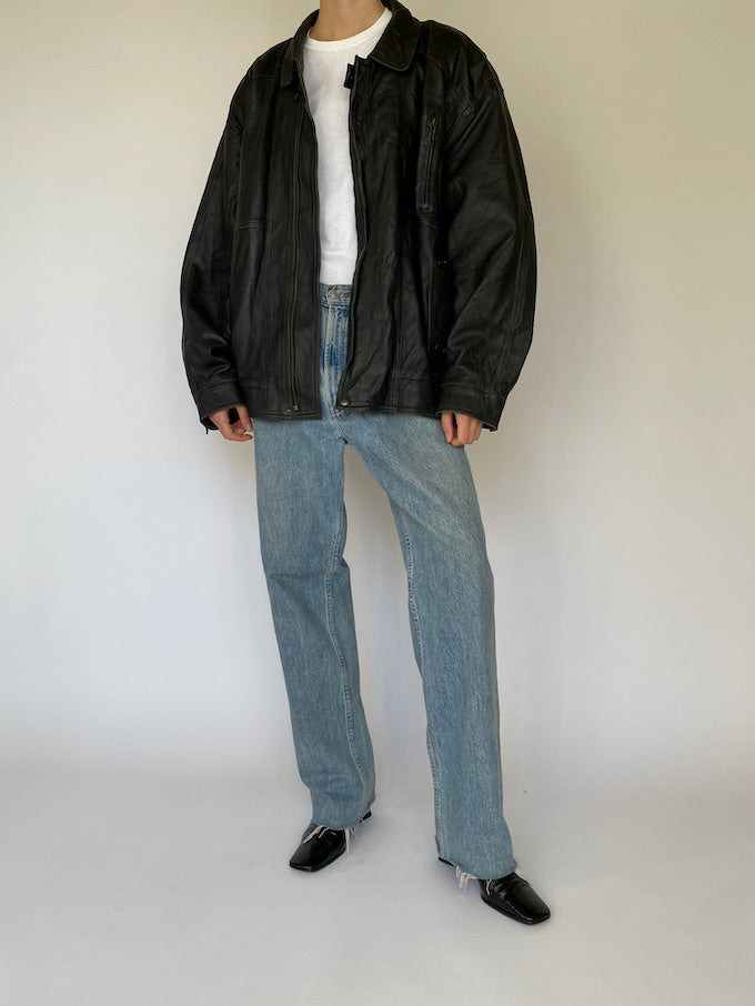 Vintage black leather jacket 5391