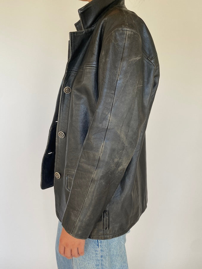 Vintage leather jacket in black 5429