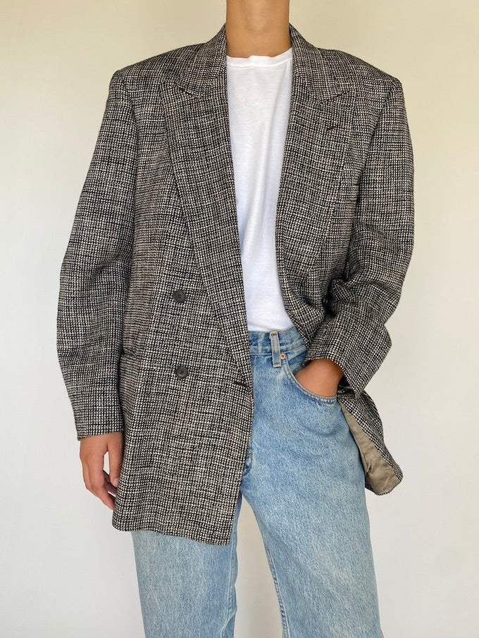 Vintage double breasted black and white blazer 5434