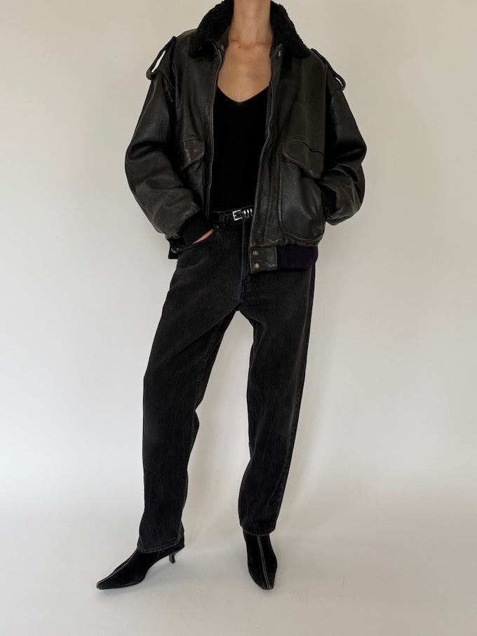 Vintage Leather jacket in Black 5435
