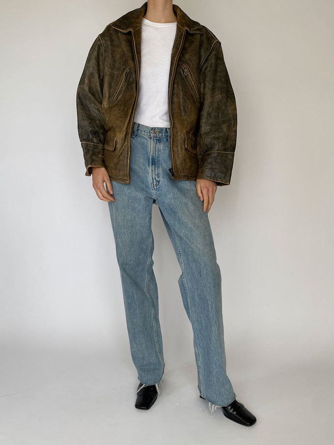 Vintage Distressed Leather Jacket 5448
