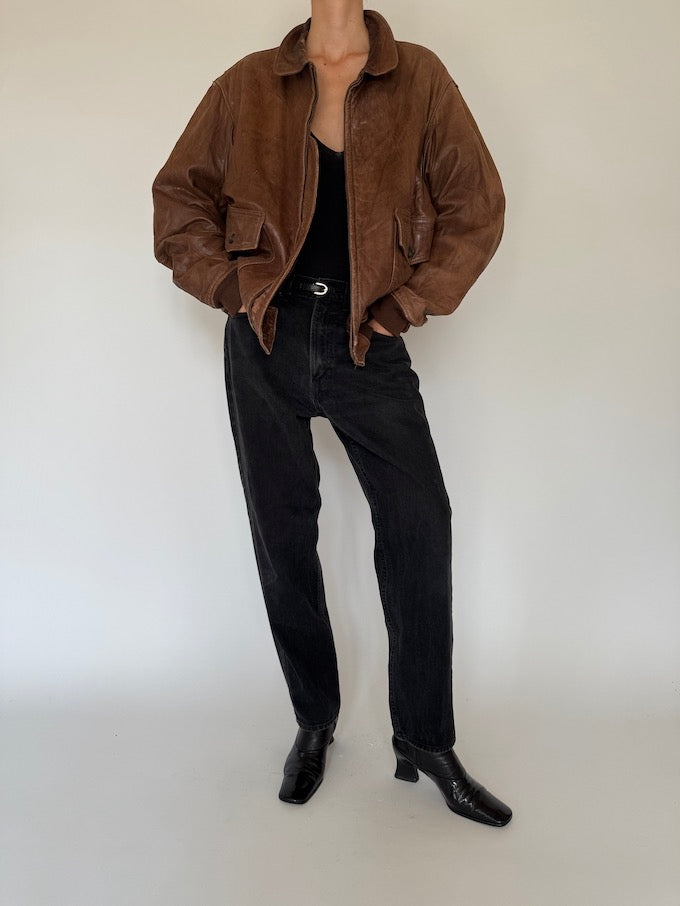 Vintage oversized leather jacket in brown 5451