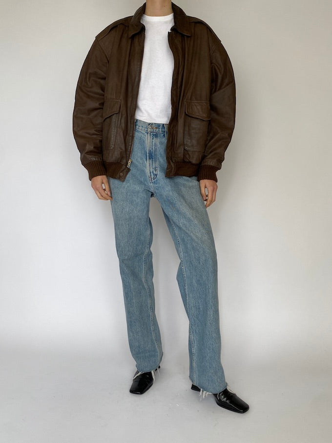 Vintage oversized leather jacket in brown 5454