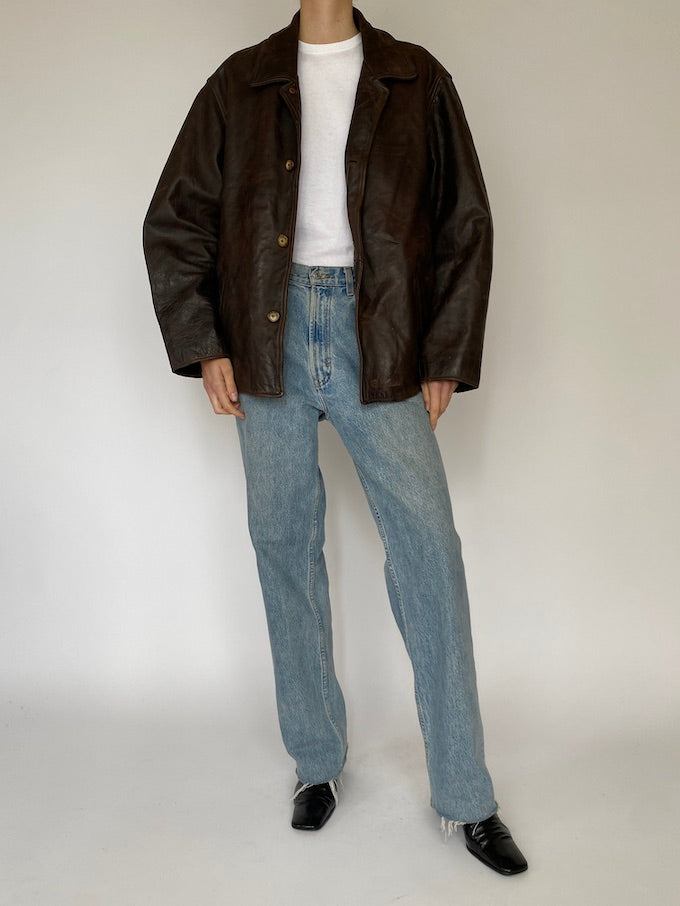 Vintage leather jacket in a dark brown 5455