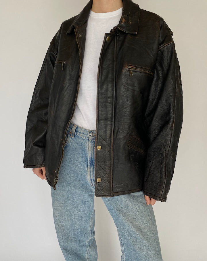 Vintage Oversized Leather Jacket 5459