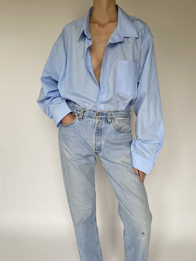 Vintage oversized shirt in blue 5588