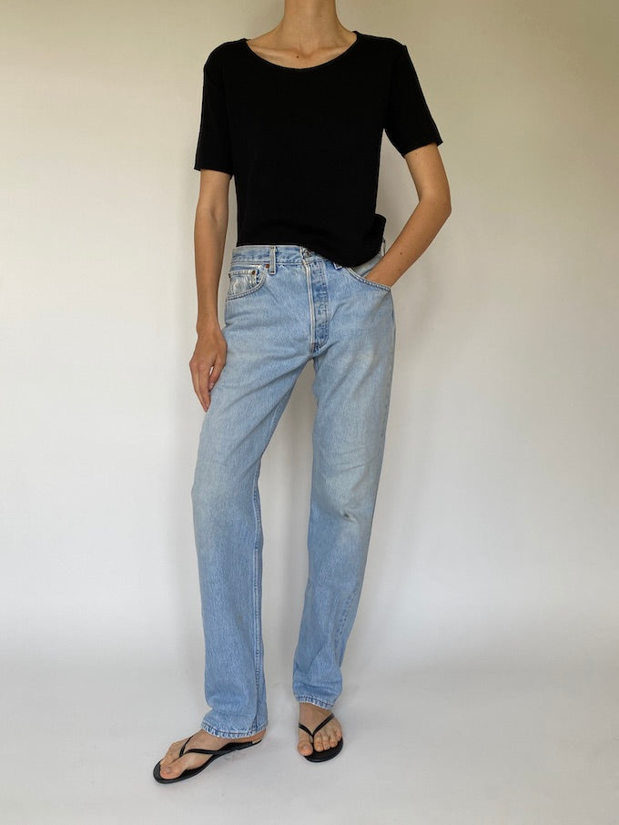 Vintage short sleeve top in black 5564