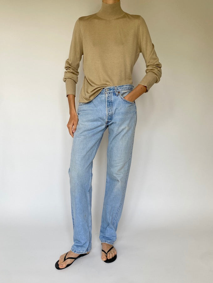 Vintage beige cashmere turtleneck 5565