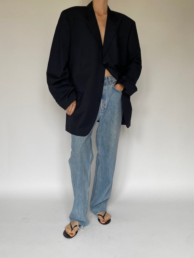 Vintage oversized pinstriped blazer in navy 5571
