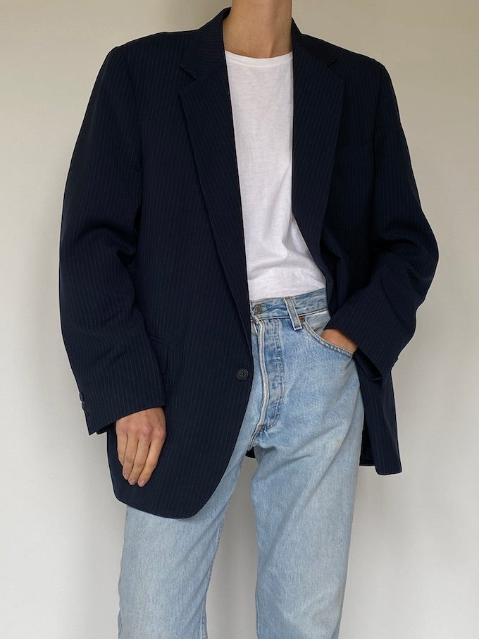 Vintage oversized pinstriped blazer in navy 5573