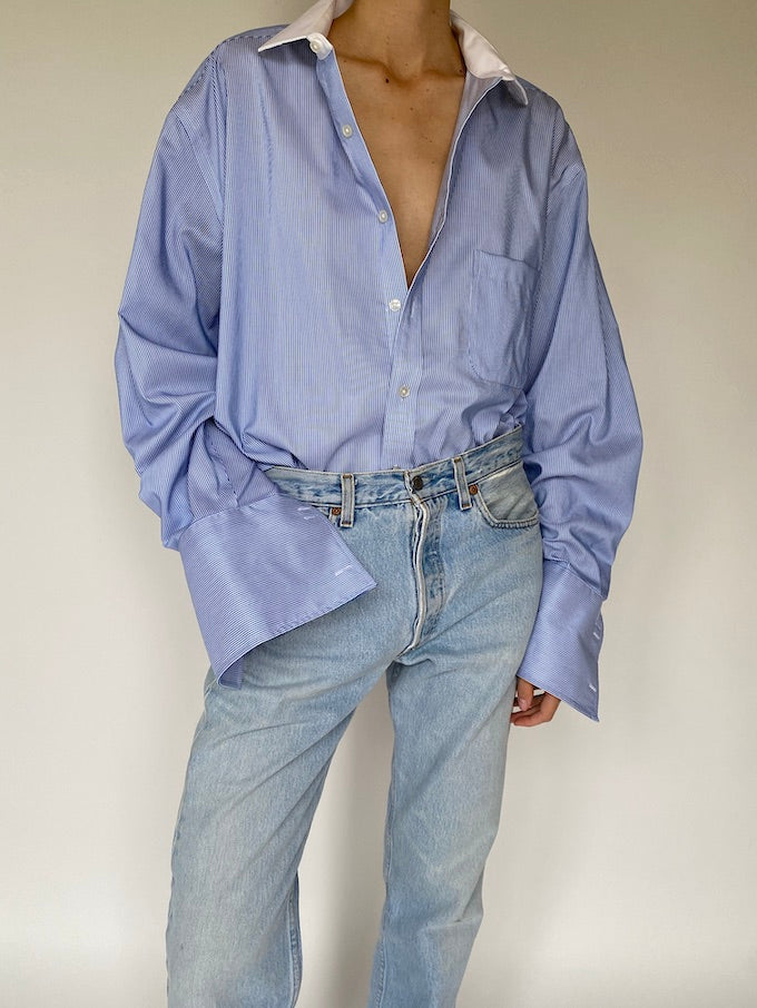 Vintage pinstriped shirt in blue 5583
