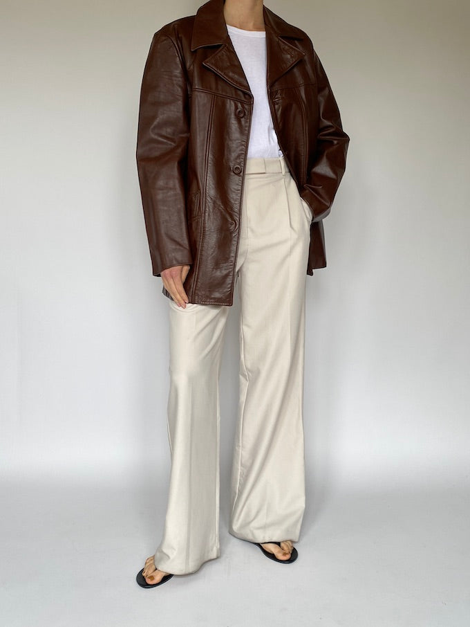 Vintage leather jacket in dark brown 5595