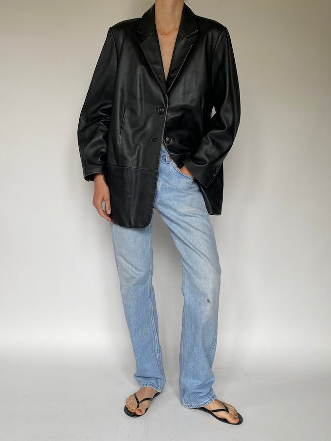 Vintage leather jacket in black 5613