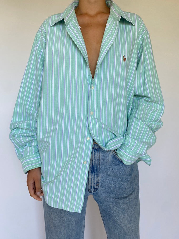 Vintage oversized pinstriped Ralph Lauren shirt 5656
