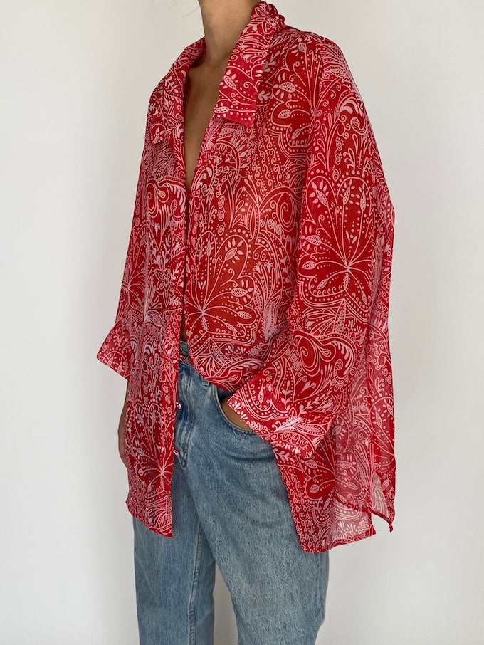 Vintage oversized sheer patterned blouse 5673