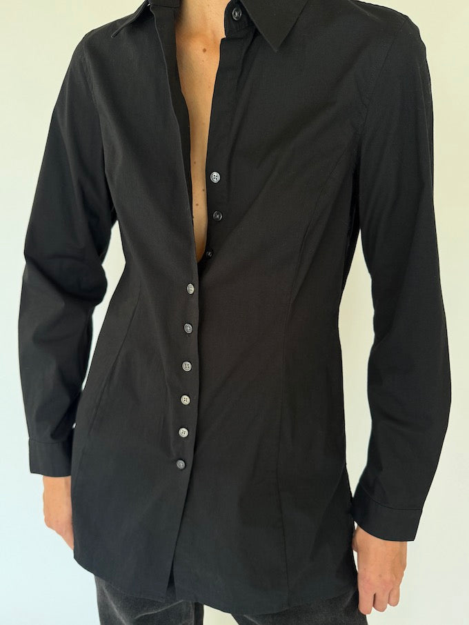 Vintage long shirt in black 5686