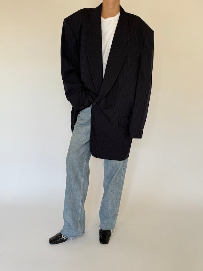 Vintage oversized pinstriped blazer in navy 5690