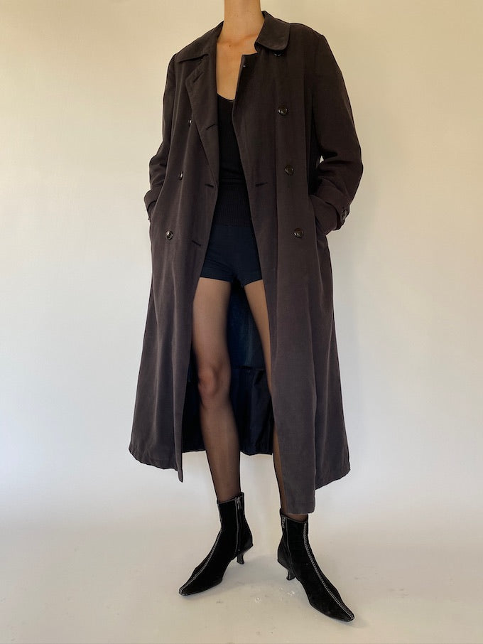 Vintage oversized long coat in black 5728