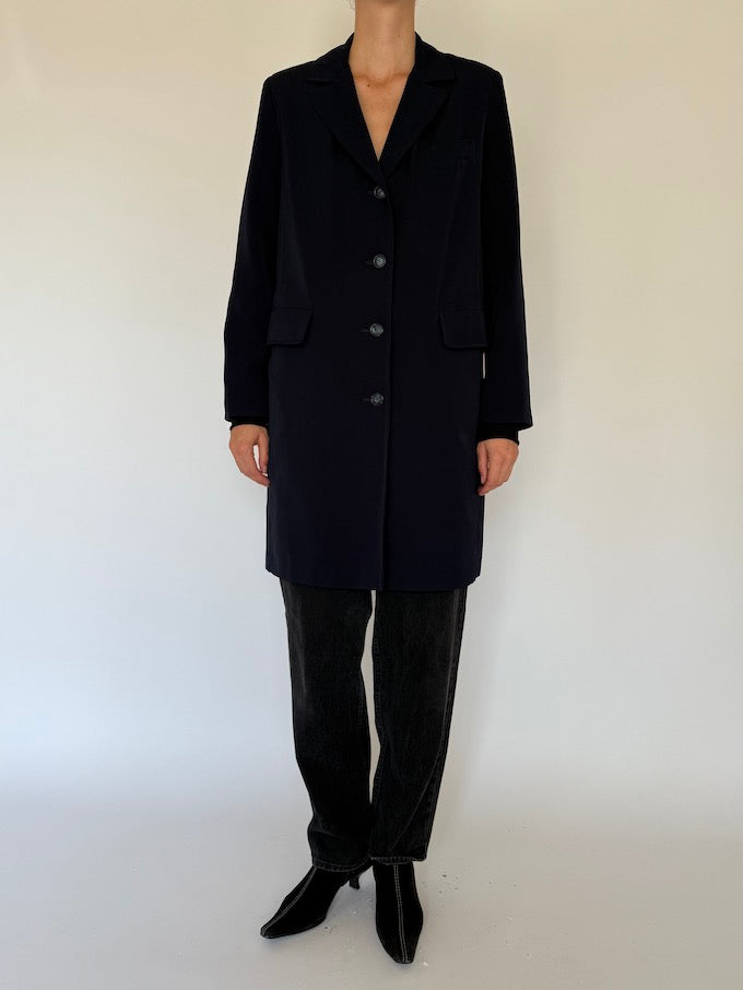 Vintage long coat in navy 5741