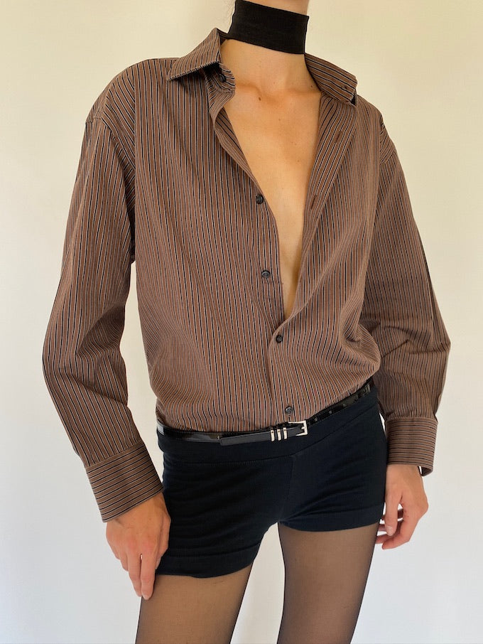 Vintage Striped Brown Shirt 5742