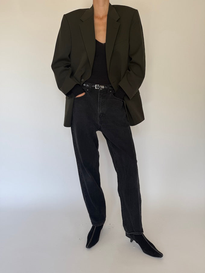 Vintage wool blazer in dark green 5754