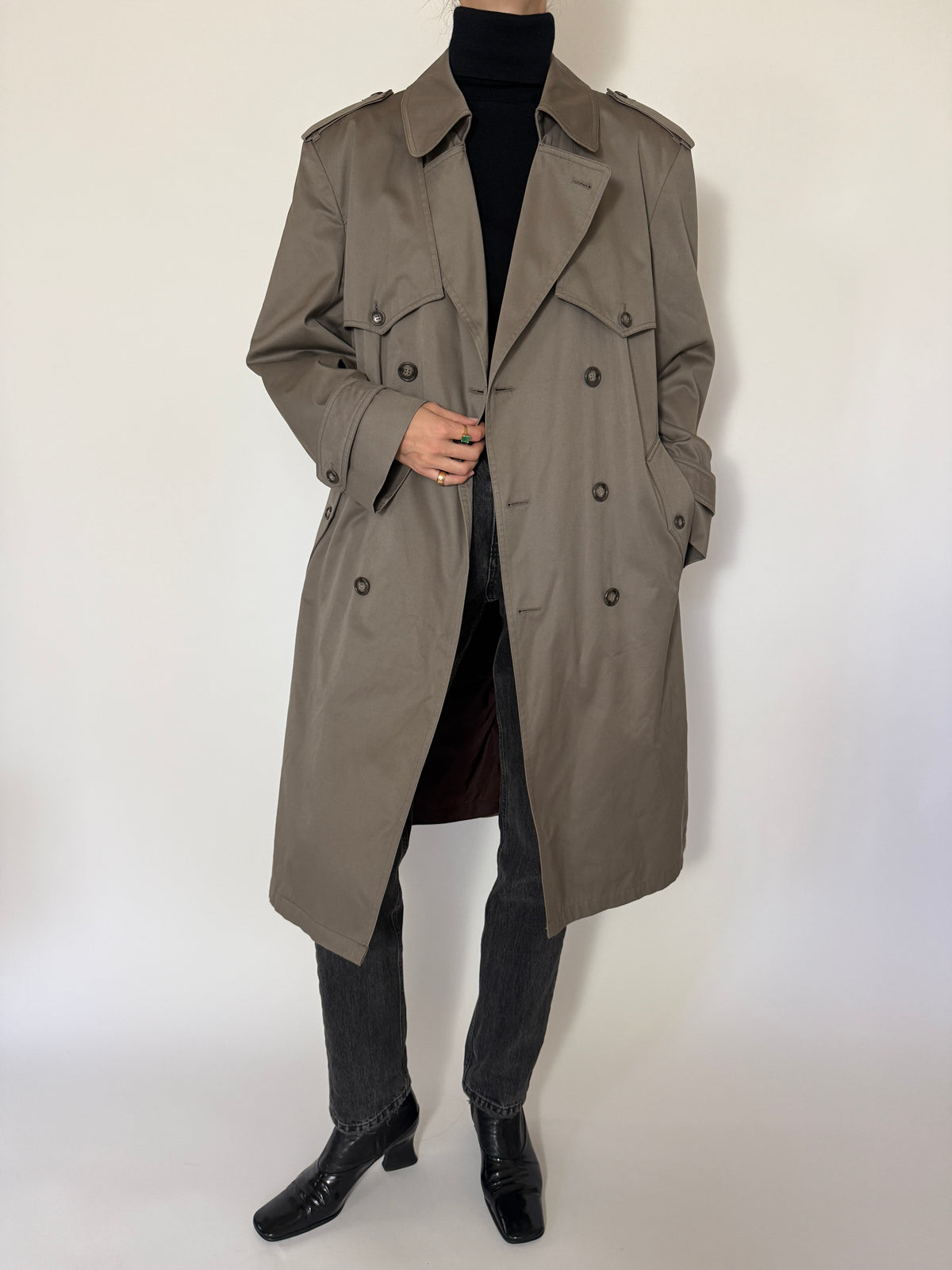 Vintage Double-Breasted Trench Coat in Sage 8478
