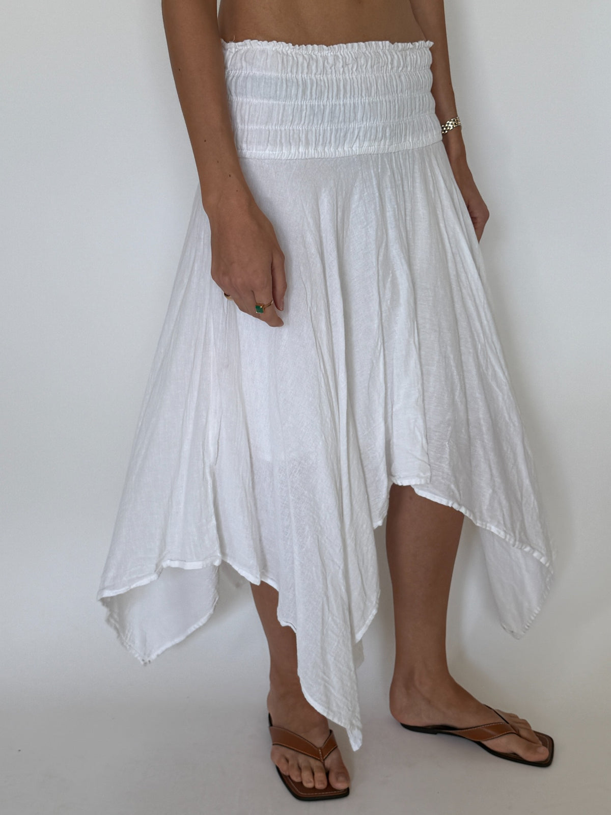 White asymmetrical skirt product photograph