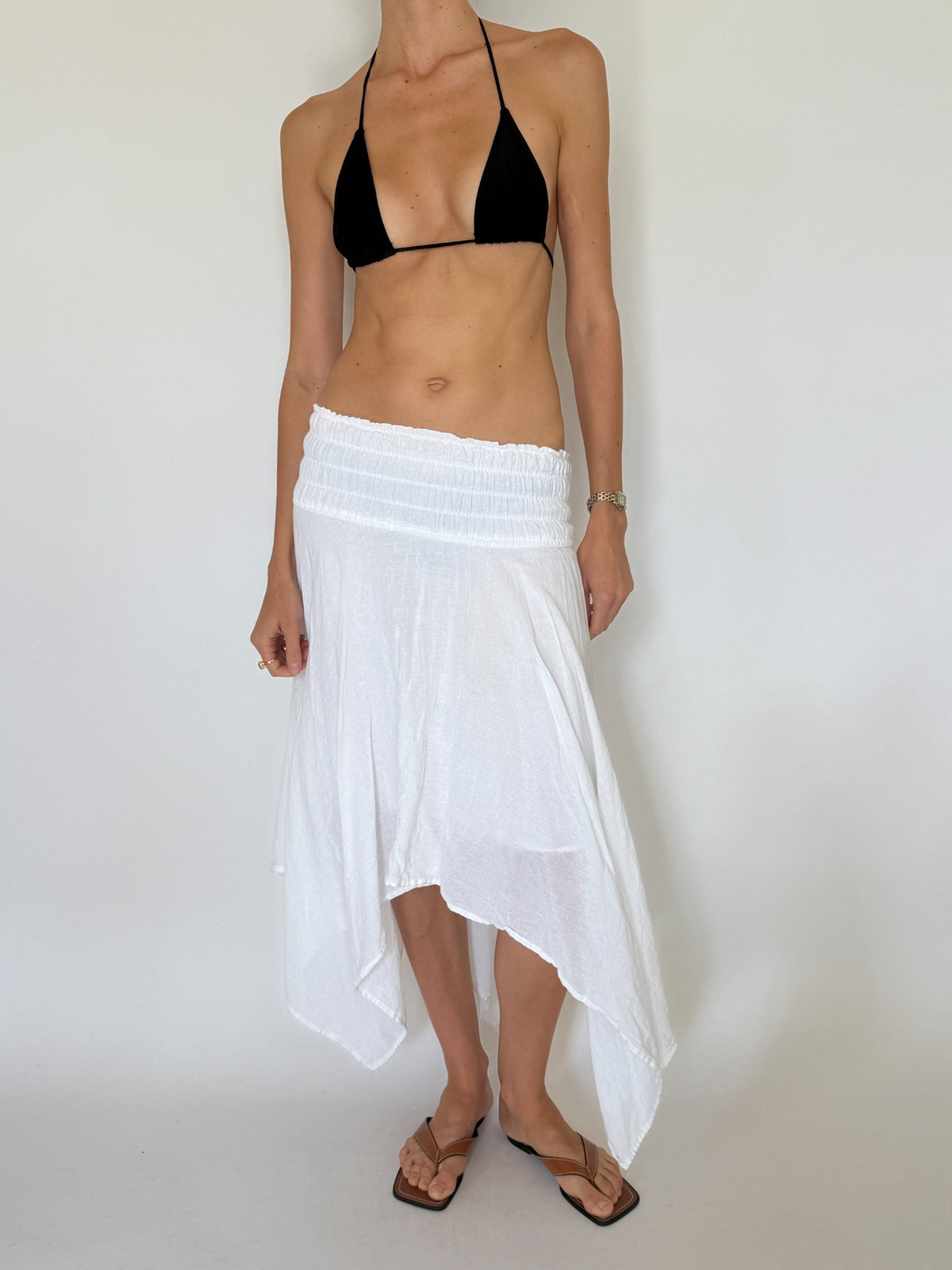 White asymmetrical skirt product photograph