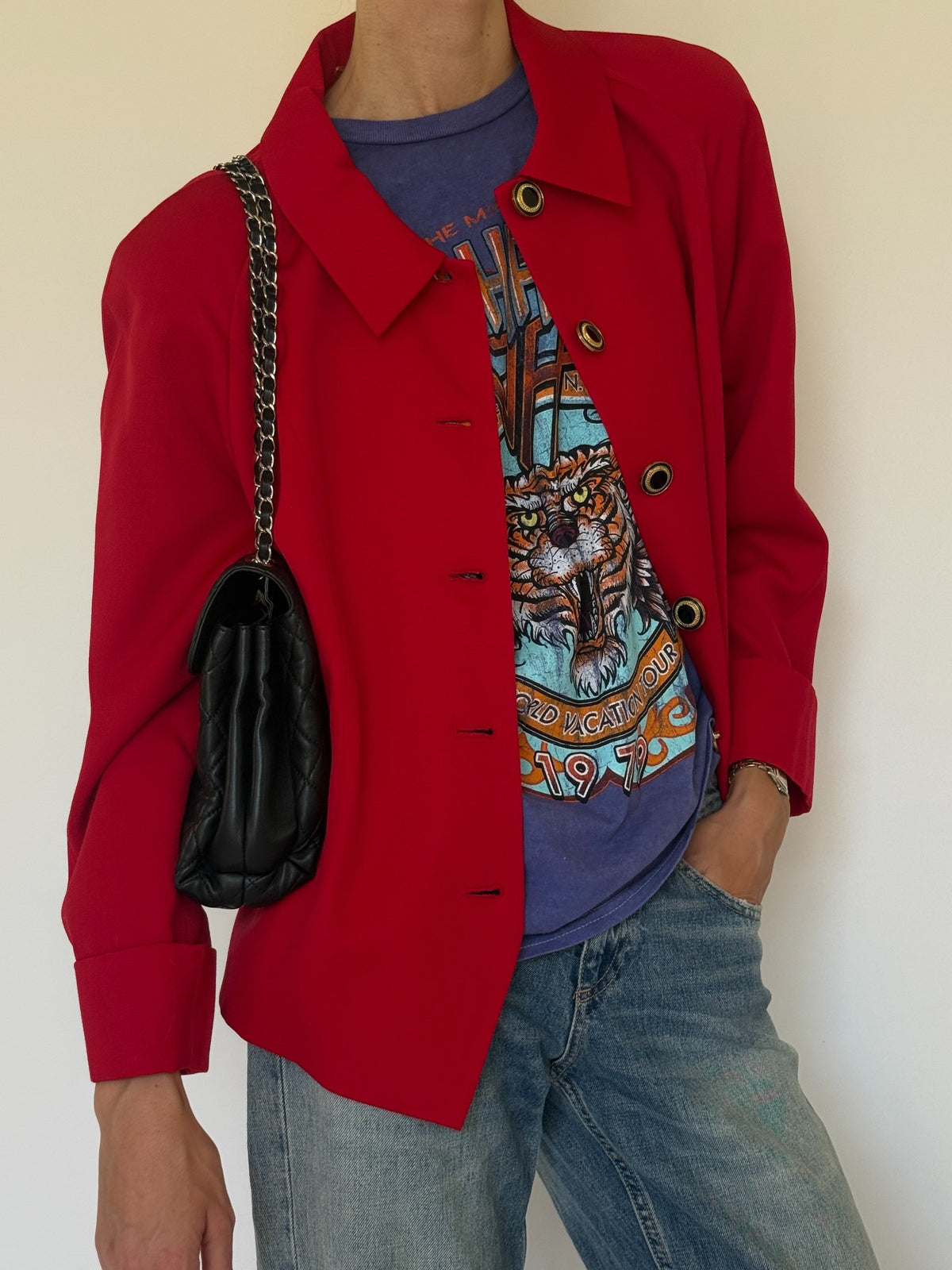 Vintage red gold-button jacket, photo 6