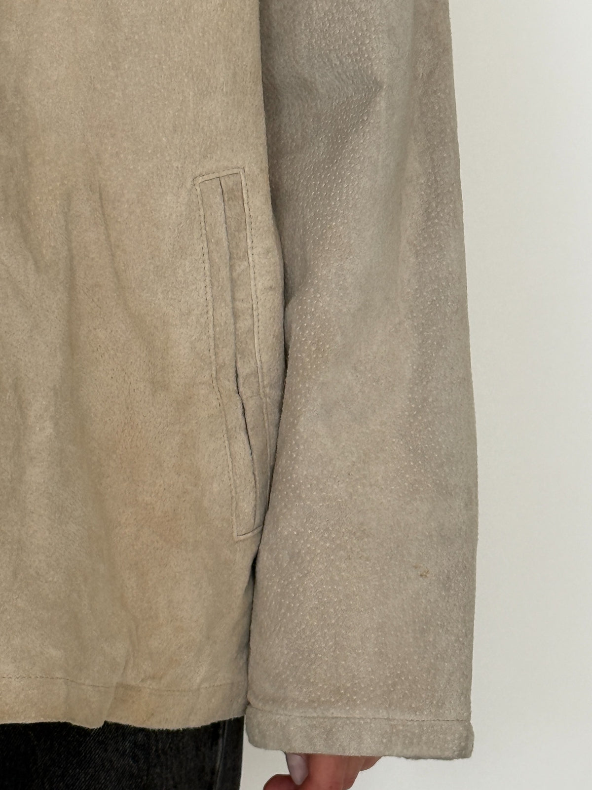 Vintage stone suede leather jacket