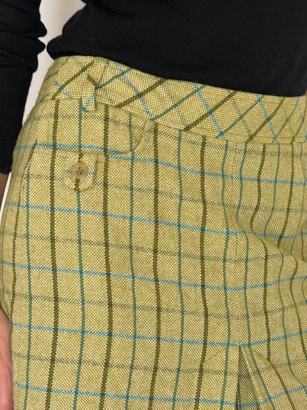 Vintage green plaid pleated skirt