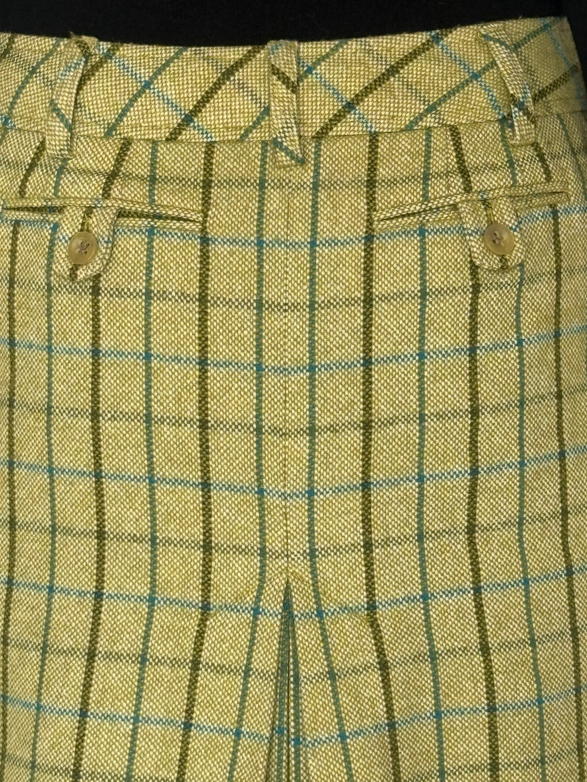 Vintage green plaid pleated skirt