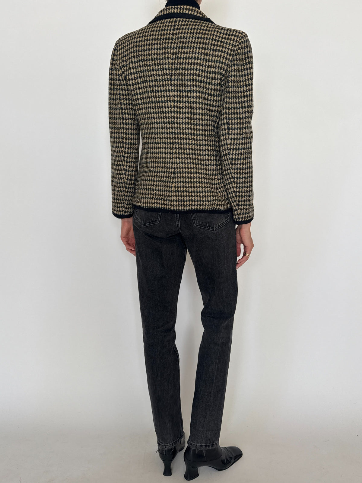 Vintage houndstooth wool blazer view 4