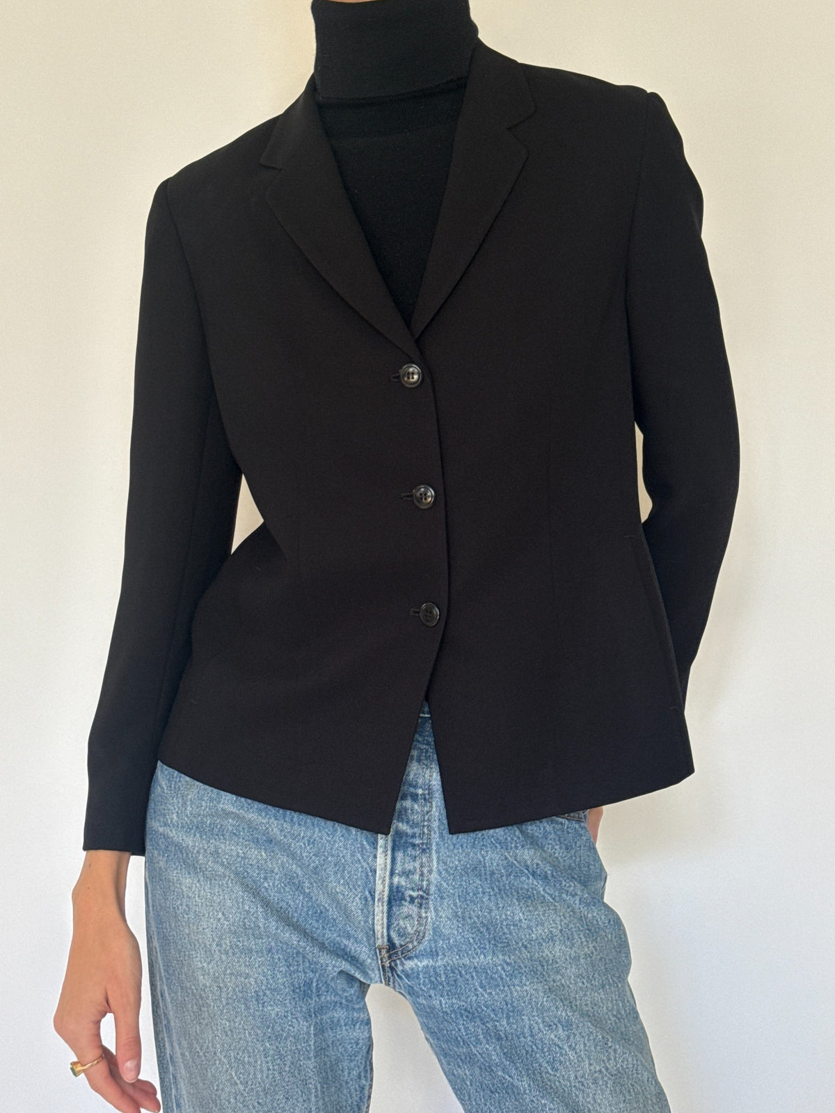 Classic black fitted blazer 5053