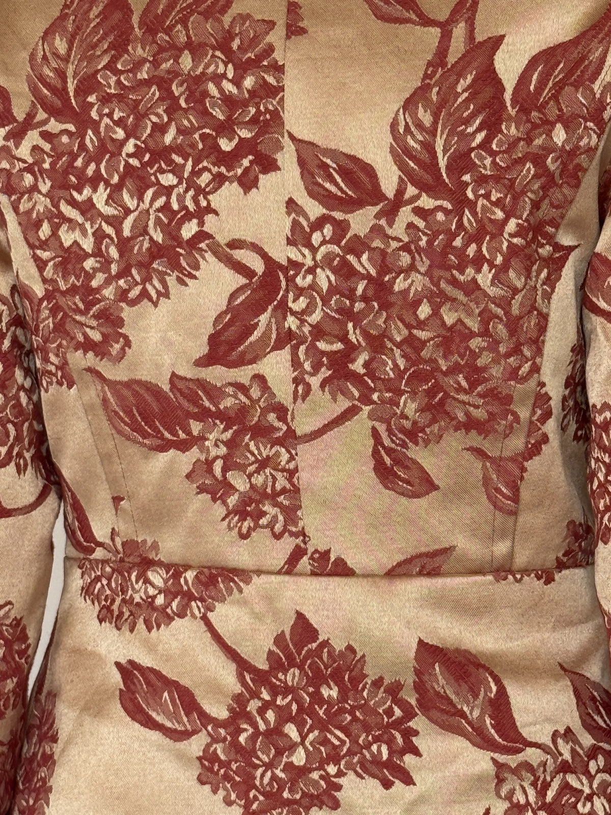 Vintage champagne and dusty rose floral jacquard jacket