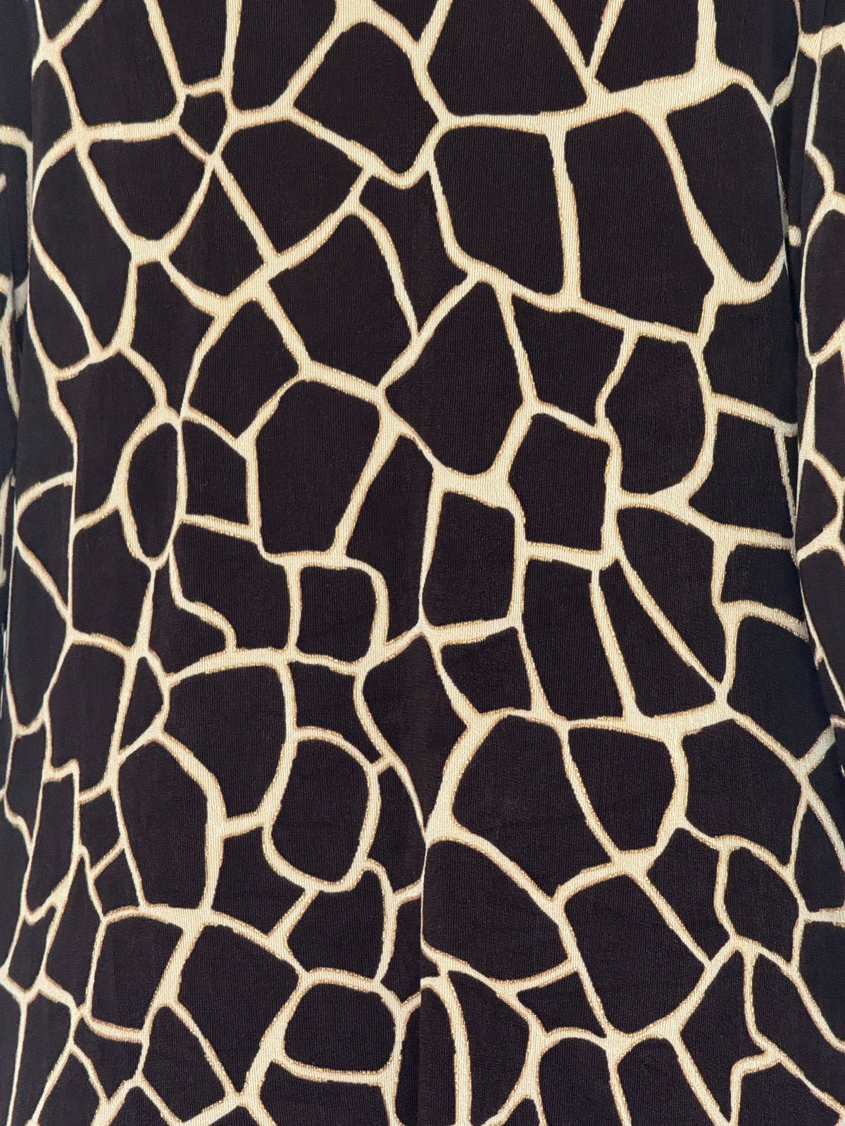 Black and cream abstract animal print V-neck long tunic top