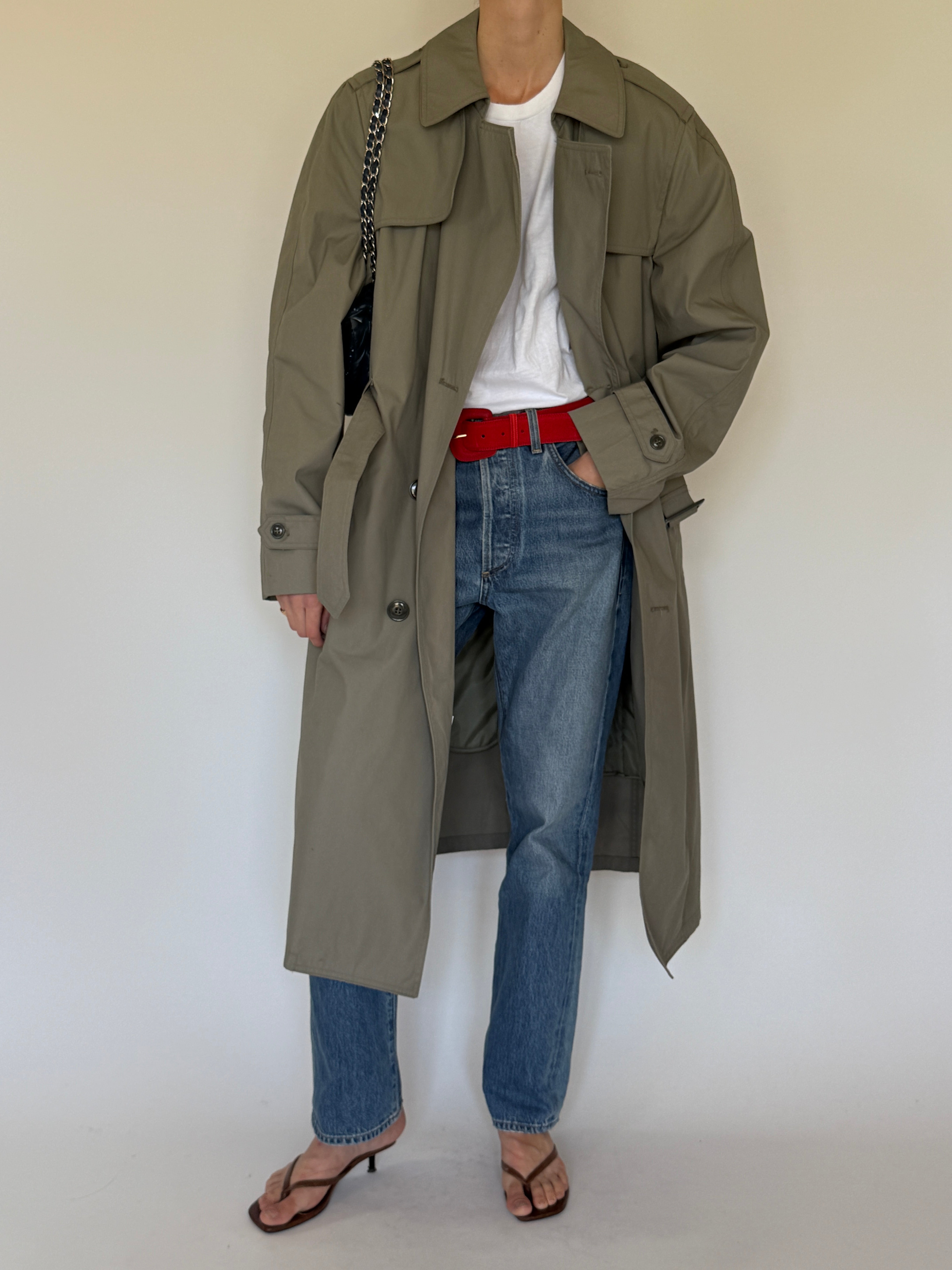 Vintage Double-Breasted Trench Coat Sage 7564